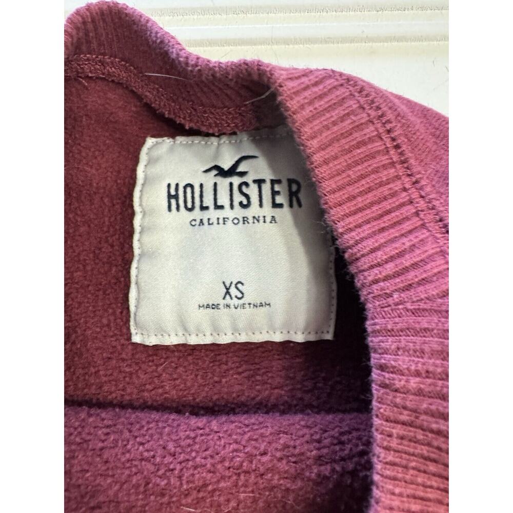 Woman's Hollister Maroon Burgundy Long Sleeve Sweatshirt Size XS Crewneck - Picture 3 of 6